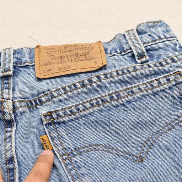 Levi's Men's Cotton Blue Size 14 Short 15951 Relaxed Taper Jeans Orange Tab VTG - Picture 7 of 8